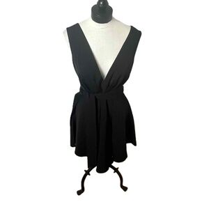 NWT Revolve Little Black Dress Fit & Flare Mini Belted‎ V-Neck Open Back Dress S